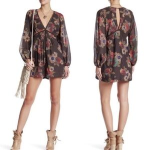 Free People Black Floral Mini Dress